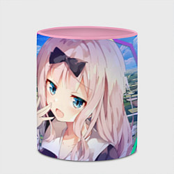 Кружка 3D Kaguya-sama wa Kokurasetai Чика Фудживара, цвет: 3D-белый + розовый — фото 2