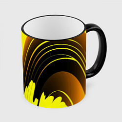 Кружка 3D Черно-желтые мотивы, цвет: 3D-черный кант