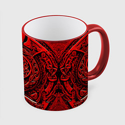 Кружка 3D Скандинавский орнамент викингов, цвет: 3D-красный кант