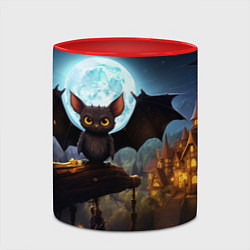 Кружка 3D Летучая мышка на фоне луны и замка, цвет: 3D-белый + красный — фото 2
