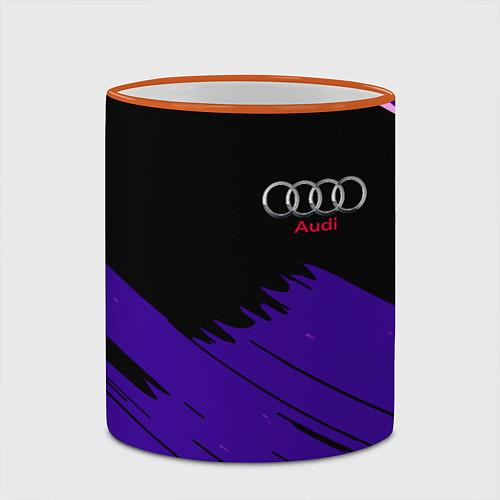 Кружка цветная Audi stripes / 3D-Оранжевый кант – фото 2