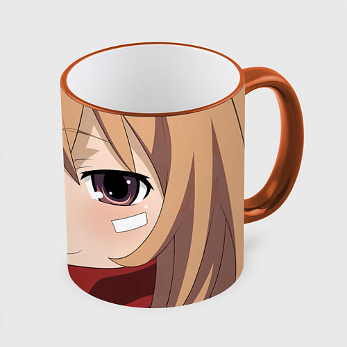 Кружка цветная Toradora Тайга Айсака / 3D-Оранжевый кант – фото 1