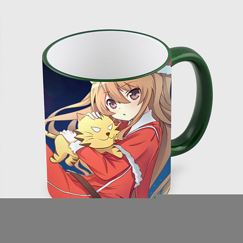 Кружка цветная Toradora Тайга Айсака / 3D-Зеленый кант – фото 1