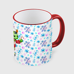 Кружка цветная Дракон и снежинки