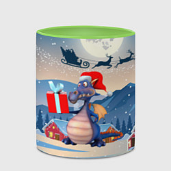 Кружка 3D Новогодний дракон 2024, цвет: 3D-белый + светло-зеленый — фото 2