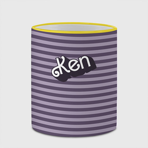 Кружка цветная Кен - темная полоска / 3D-Желтый кант – фото 2