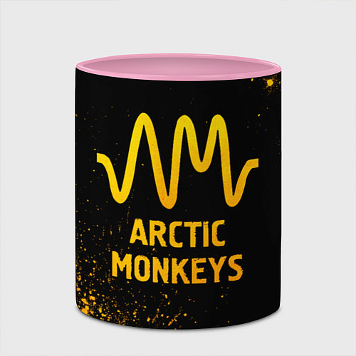 Кружка цветная Arctic Monkeys - gold gradient / 3D-Белый + розовый – фото 2
