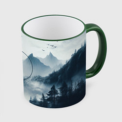 Кружка 3D Утренние горы, цвет: 3D-зеленый кант