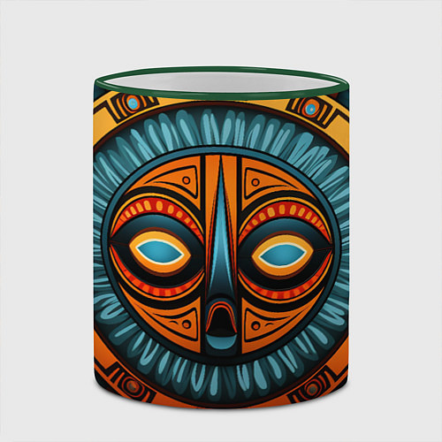 Кружка цветная Орнамент в африканском стиле / 3D-Зеленый кант – фото 2