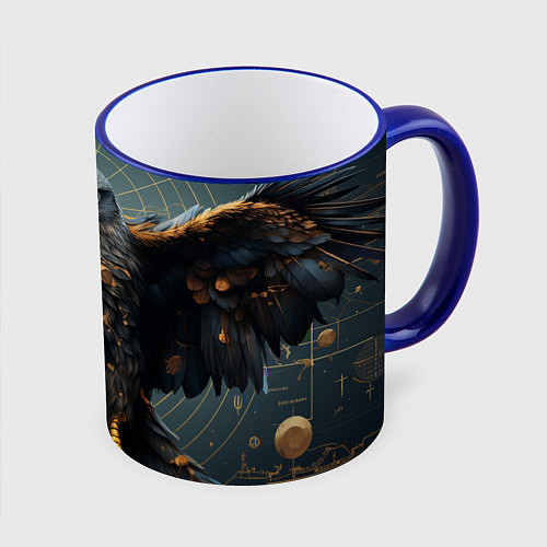 Кружка цветная Орёл с расправленными крыльями / 3D-Синий кант – фото 1