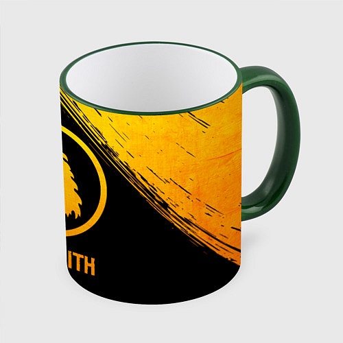 Кружка цветная Aerosmith - gold gradient / 3D-Зеленый кант – фото 1