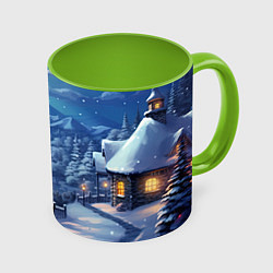 Кружка 3D Предновогоняя ночь, цвет: 3D-белый + светло-зеленый