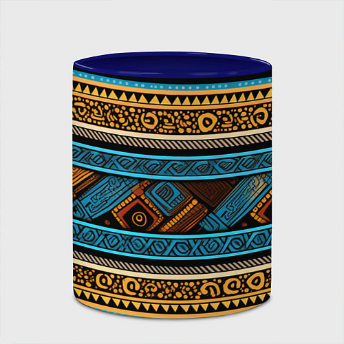 Кружка цветная Этнический рисунок в горизонтальную полоску / 3D-Белый + синий – фото 2