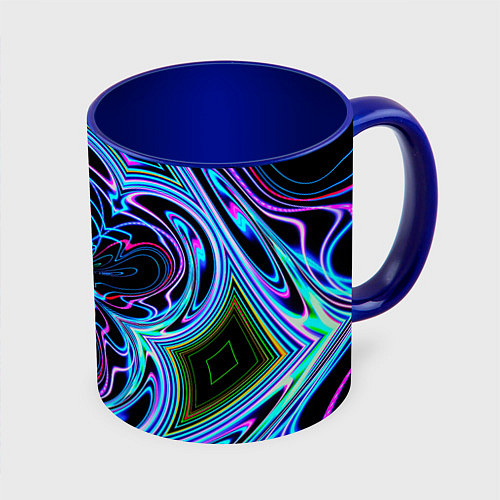 Кружка цветная Абстракция neon / 3D-Белый + синий – фото 1