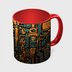 Кружка цветная Орнамент в египетском стиле, бюст Нефертити