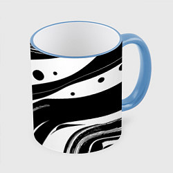 Кружка 3D Abstract black and white composition, цвет: 3D-небесно-голубой кант