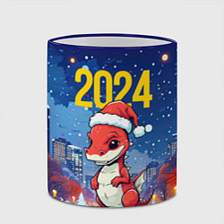 Кружка 3D 2024 красный новогодний дракон, цвет: 3D-синий кант — фото 2