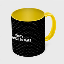 Кружка 3D Thirty Seconds to Mars glitch на темном фоне по-го, цвет: 3D-белый + желтый