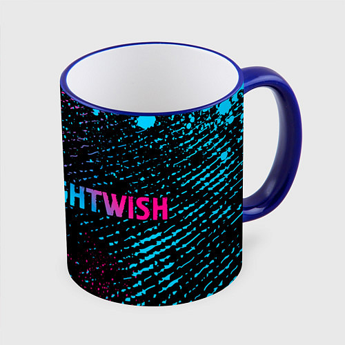 Кружка цветная Nightwish - neon gradient по-горизонтали / 3D-Синий кант – фото 1