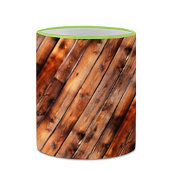 Кружка 3D Деревянная обшивка, цвет: 3D-светло-зеленый кант — фото 2