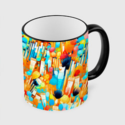 Кружка 3D Кисти художника, цвет: 3D-черный кант