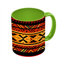Кружка 3D Узор в этническом стиле масаев, цвет: 3D-белый + светло-зеленый