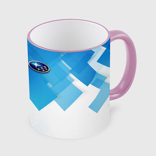 Кружка цветная Subaru art / 3D-Розовый кант – фото 1