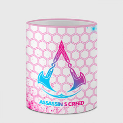 Кружка 3D Assassins Creed neon gradient style, цвет: 3D-розовый кант — фото 2