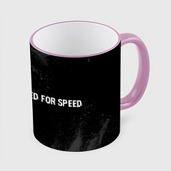 Кружка 3D Need for Speed glitch на темном фоне по-горизонтал, цвет: 3D-розовый кант