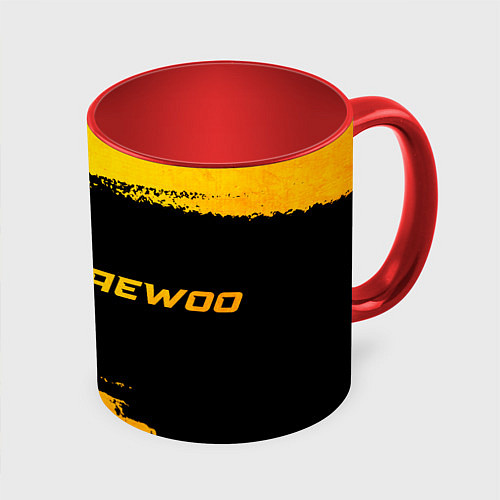 Кружка цветная Daewoo - gold gradient по-горизонтали / 3D-Белый + красный – фото 1