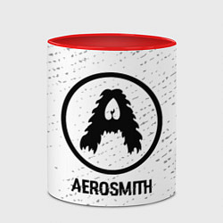 Кружка 3D Aerosmith glitch на светлом фоне, цвет: 3D-белый + красный — фото 2
