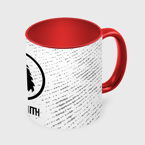 Кружка цветная Aerosmith glitch на светлом фоне / 3D-Белый + красный – фото 1