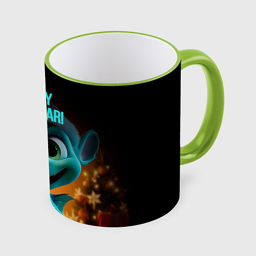 Кружка цветная Happy new year green dragon / 3D-Светло-зеленый кант – фото 1