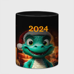 Кружка 3D Зеленый дракон 2024, цвет: 3D-белый + черный — фото 2