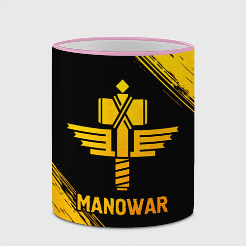 Кружка цветная Manowar - gold gradient / 3D-Розовый кант – фото 2