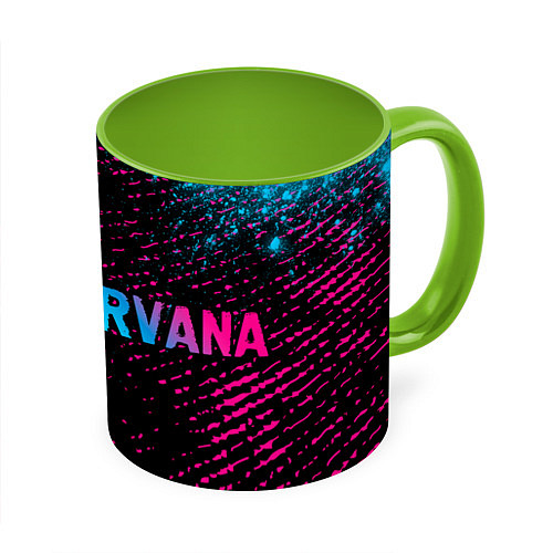 Кружка цветная Nirvana - neon gradient по-горизонтали / 3D-Белый + светло-зеленый – фото 1