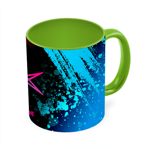 Кружка цветная Bring Me the Horizon - neon gradient / 3D-Белый + светло-зеленый – фото 1