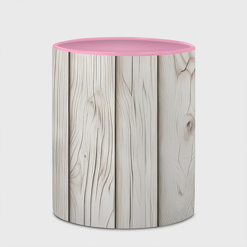 Кружка цветная Паттерн светлое дерево - нейросеть / 3D-Белый + розовый – фото 2