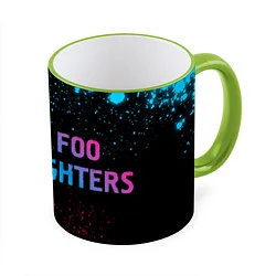 Кружка 3D Foo Fighters - neon gradient по-горизонтали, цвет: 3D-светло-зеленый кант