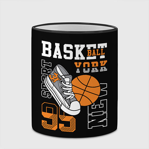 Кружка цветная Basketball New York / 3D-Черный кант – фото 2