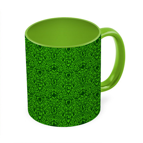 Кружка цветная Shrek: Pattern / 3D-Белый + светло-зеленый – фото 1