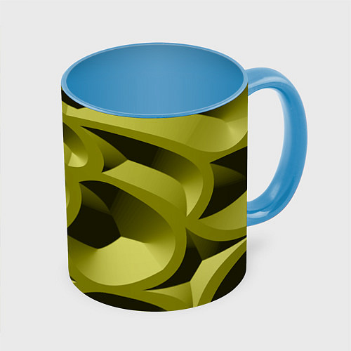 Кружка цветная Камуфляжные овалы и сеть / 3D-Белый + небесно-голубой – фото 1