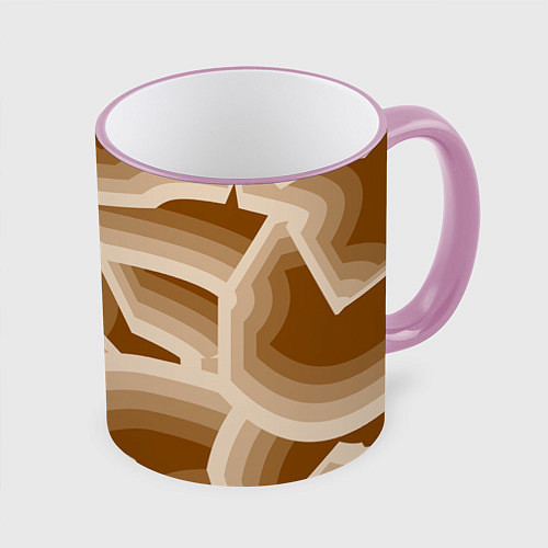 Кружка цветная Кофейные линии / 3D-Розовый кант – фото 1
