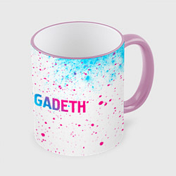 Кружка 3D Megadeth neon gradient style по-горизонтали, цвет: 3D-розовый кант