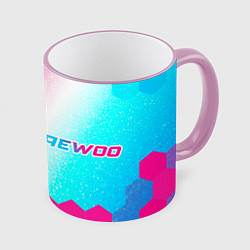 Кружка 3D Daewoo neon gradient style по-горизонтали, цвет: 3D-розовый кант