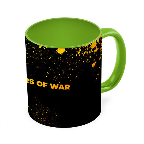 Кружка цветная Gears of War - gold gradient по-горизонтали / 3D-Белый + светло-зеленый – фото 1