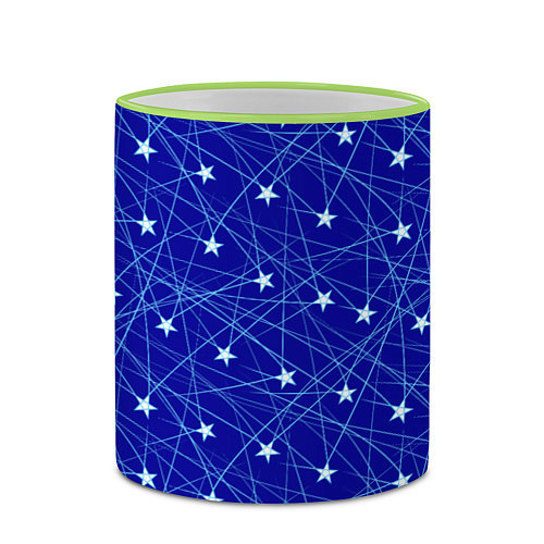 Кружка цветная Звездопад на синем / 3D-Светло-зеленый кант – фото 2