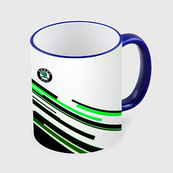 Кружка 3D Skoda sport stripes line, цвет: 3D-синий кант