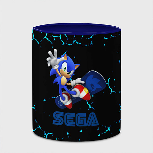 Кружка цветная Sonic sega game / 3D-Белый + синий – фото 2