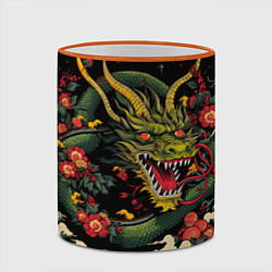 Кружка 3D Зеленый дракон, цвет: 3D-оранжевый кант — фото 2